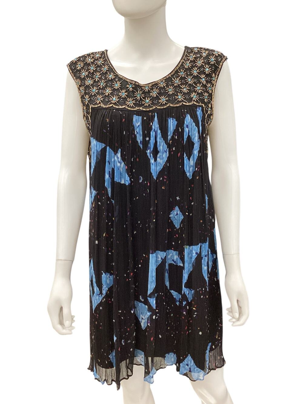 Moulinette Soeurs By Anthropologie Dress Women’s Size 8P Beaded Top Part Black